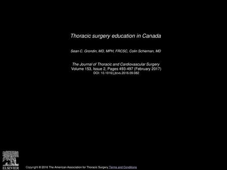 Thoracic surgery education in Canada