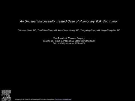An Unusual Successfully Treated Case of Pulmonary Yolk Sac Tumor