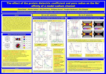 The effect of the protein dielectric coefficient and pore radius on the Na+ affinity of a model sodium channel Dezső Boda1,2, Mónika Valiskó2, Bob Eisenberg1,