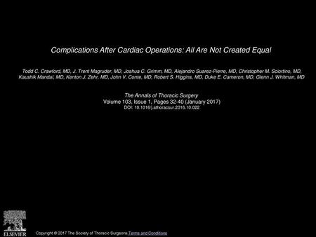 Complications After Cardiac Operations: All Are Not Created Equal