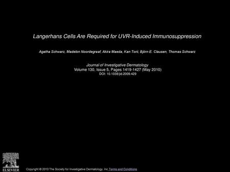 Langerhans Cells Are Required for UVR-Induced Immunosuppression