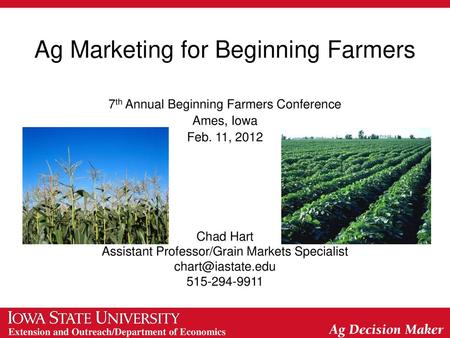 Ag Marketing for Beginning Farmers