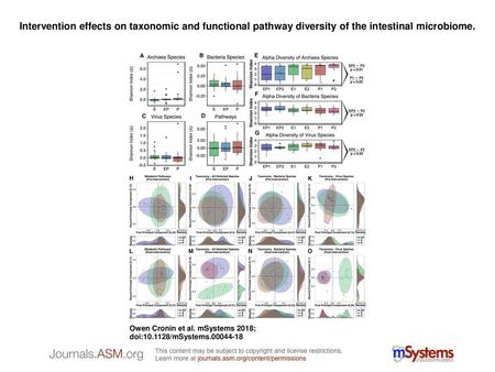 Intervention effects on taxonomic and functional pathway diversity of the intestinal microbiome. Intervention effects on taxonomic and functional pathway.
