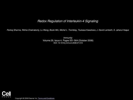 Redox Regulation of Interleukin-4 Signaling