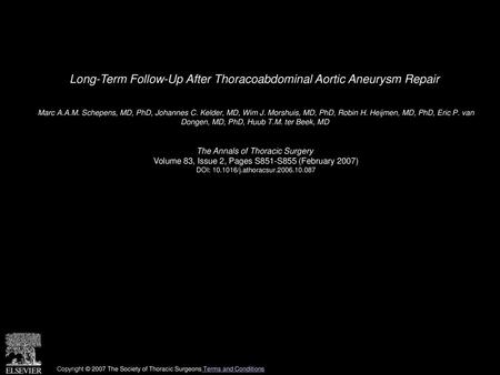 Long-Term Follow-Up After Thoracoabdominal Aortic Aneurysm Repair