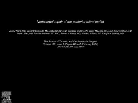 Neochordal repair of the posterior mitral leaflet