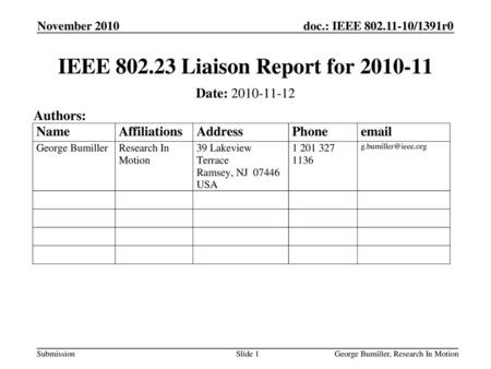 IEEE Liaison Report for
