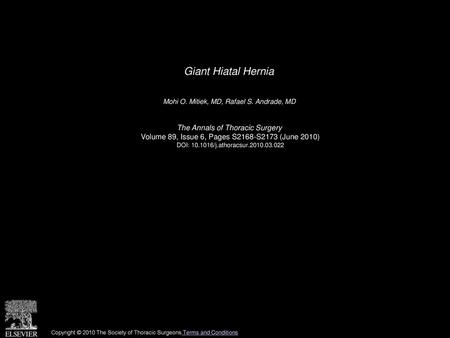 Giant Hiatal Hernia The Annals of Thoracic Surgery