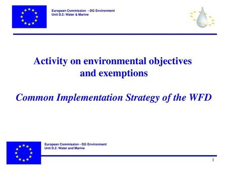 Activity on environmental objectives and exemptions