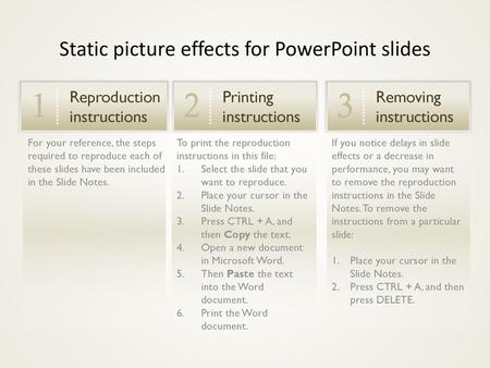 Static picture effects for PowerPoint slides