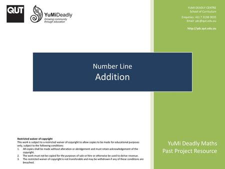 Addition Number Line YuMi Deadly Maths Past Project Resource