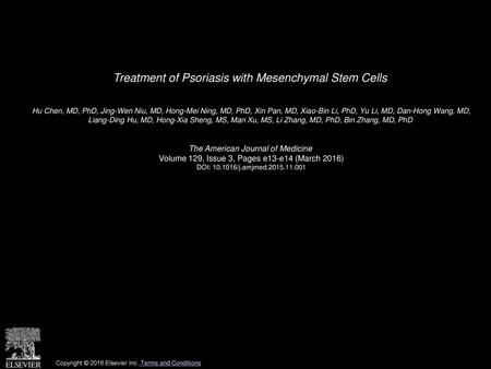 Treatment of Psoriasis with Mesenchymal Stem Cells