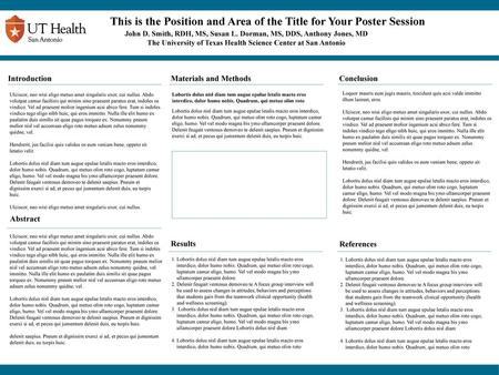 This is the Position and Area of the Title for Your Poster Session