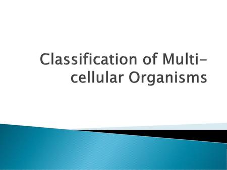 Classification of Multi-cellular Organisms