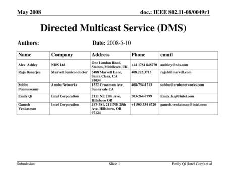 Directed Multicast Service (DMS)
