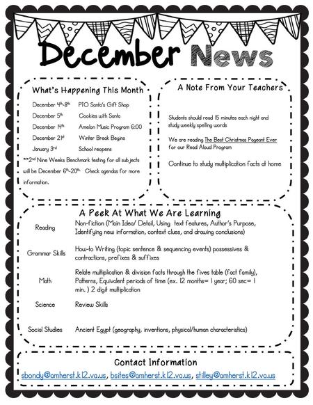 December News A Peek At What We Are Learning