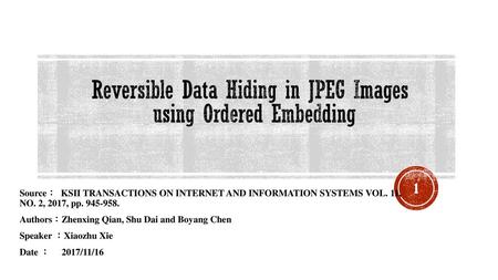 Reversible Data Hiding in JPEG Images using Ordered Embedding