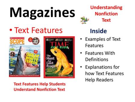 Magazines Text Features Inside Understanding Nonfiction Text