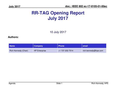 RR-TAG Opening Report July 2017