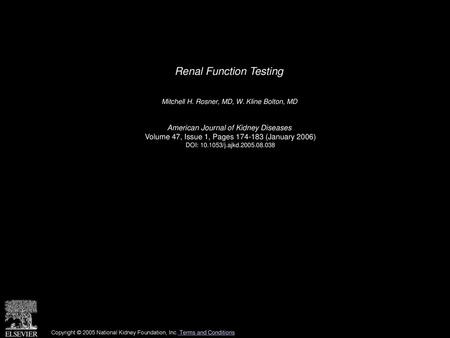 Renal Function Testing