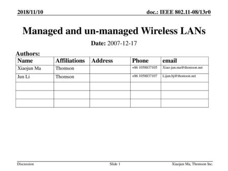 Managed and un-managed Wireless LANs