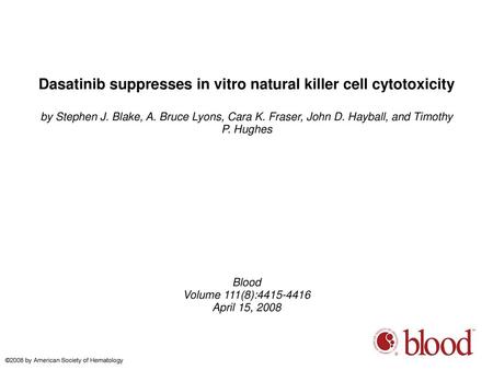 Dasatinib suppresses in vitro natural killer cell cytotoxicity