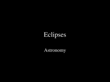 Eclipses Astronomy.