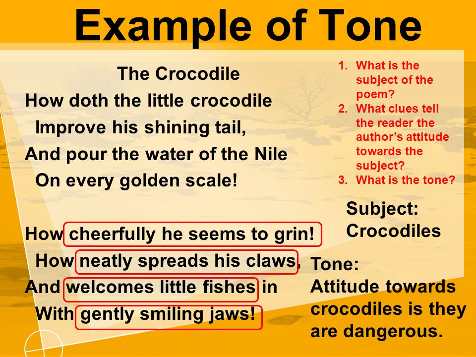 examples of tone in poetry