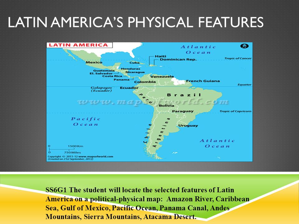 Physical Map Of Latin America And The Caribbean 15