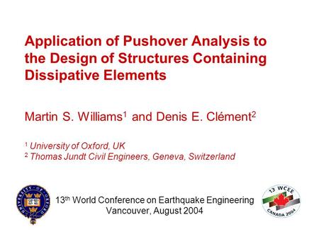 13th World Conference on Earthquake Engineering Vancouver, August 2004