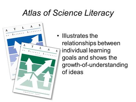 Atlas of Science Literacy Illustrates the relationships between individual learning goals and shows the growth-of-understanding of ideas.