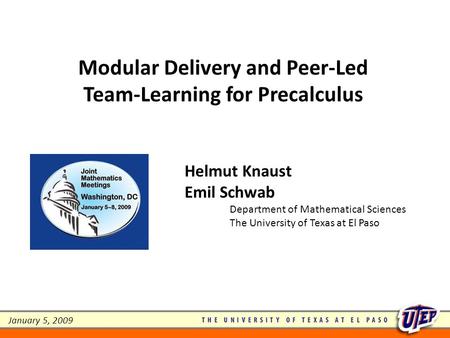 Modular Delivery and Peer-Led Team-Learning for Precalculus