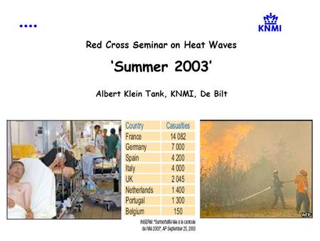 Red Cross Seminar on Heat Waves ‘Summer 2003’ Albert Klein Tank, KNMI, De Bilt.