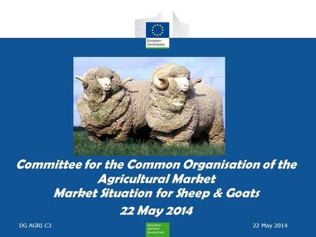 Committee for the Common Organisation of the Agricultural Market Market Situation for Sheep & Goats 22 May 2014 DG AGRI C3 22 May 2014.