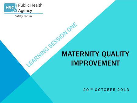 LEARNING SESSION ONE 29 TH OCTOBER 2013 MATERNITY QUALITY IMPROVEMENT.
