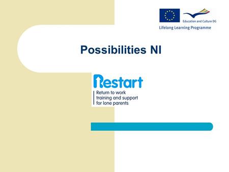 Possibilities NI. About Possibilities NI  Established in 2008  Owned by lone parent charity, Gingerbread NI  Training through government contracts.