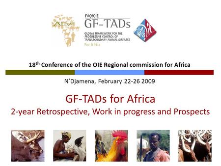 18 th Conference of the OIE Regional commission for Africa N’Djamena, February 22-26 2009 GF-TADs for Africa 2-year Retrospective, Work in progress and.