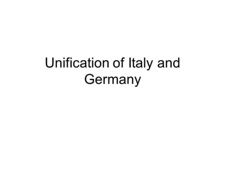 Unification of Italy and Germany