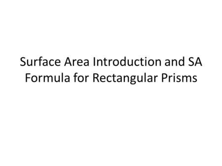 Surface Area Introduction and SA Formula for Rectangular Prisms
