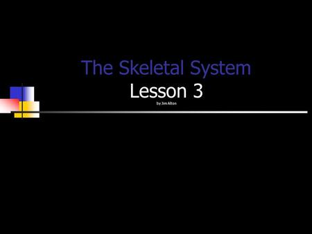 The Skeletal System Lesson 3 by Jim Alton Objective Name the classification of bones Diagram the interior of a bone Explain how bones and muscles attach.