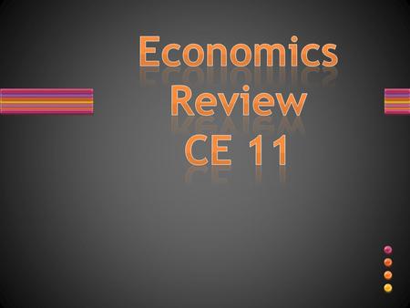 Today we will review the Economic concepts we have learned thus far READY????? HERE WE GO……