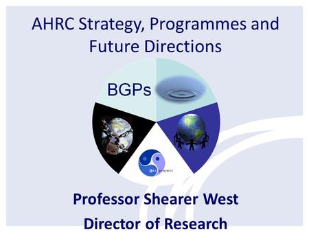 AHRC Strategy, Programmes and Future Directions Professor Shearer West Director of Research.