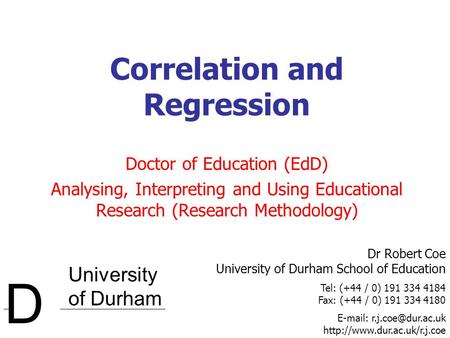Correlation and Regression