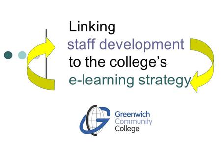 Linking staff development to the college’s e-learning strategy.