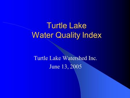 Turtle Lake Water Quality Index