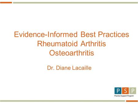 Evidence-Informed Best Practices Rheumatoid Arthritis