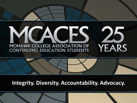 Integrity. Diversity. Accountability. Advocacy.. MCACES is the student association for Continuing Education (CE) and Distance Education (DE) Students.