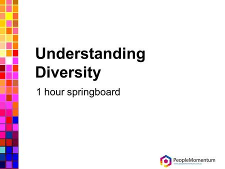 Understanding Diversity 1 hour springboard. Objectives At the end of this session you will be able to: Recognise the meaning of diversity Identify the.