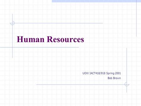 Human Resources UOW IACT418/918 Spring 2001 Bob Brown.