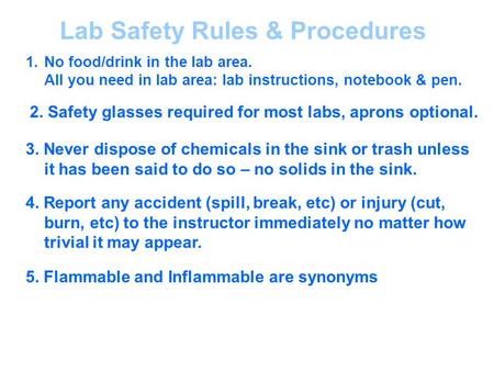 Lab Safety Rules & Procedures